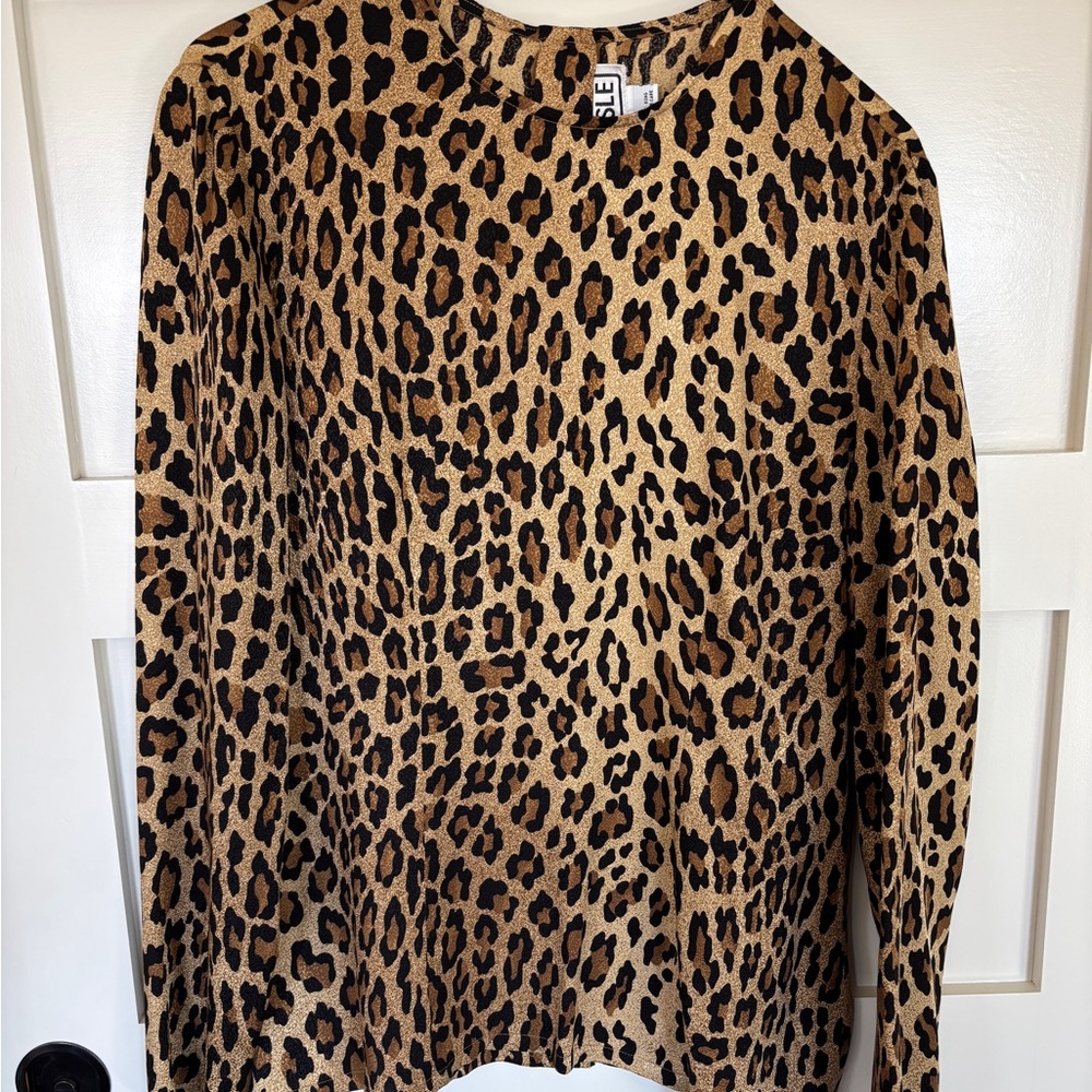 Carlisle 100% Silk,Leopard Print Blouse - Black and Tan
